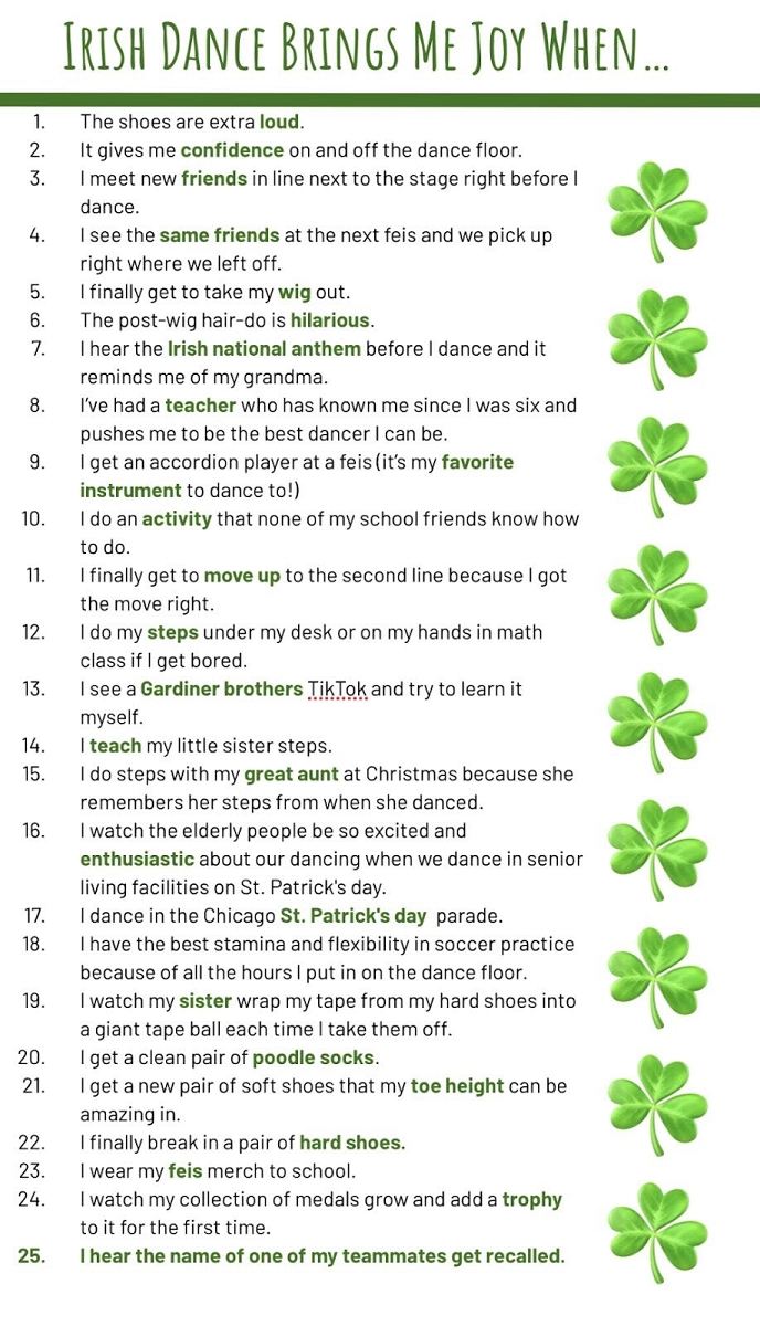 Irish dance brings me joy when…