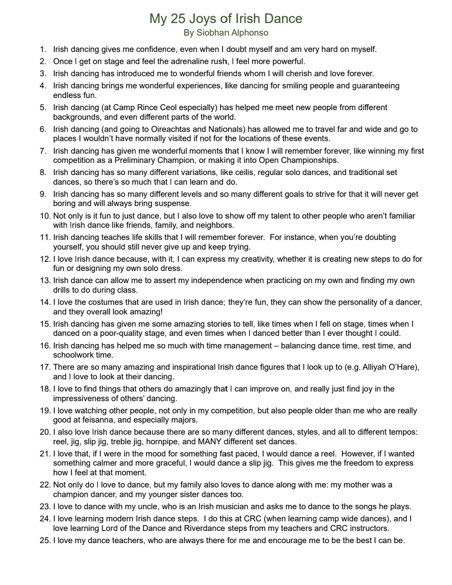 My 25 Joys of Irish Dance